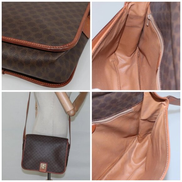 CELINE Macadam Canvas Shoulder Bag PVC Leather Brown - Picture 16 of 16